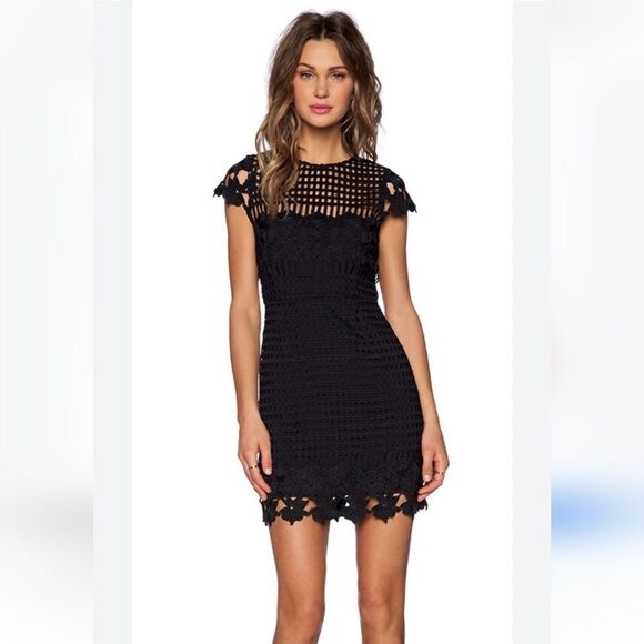 NWOT Saylor Jessa Black lace open back dress size S - Picture 1 of 11